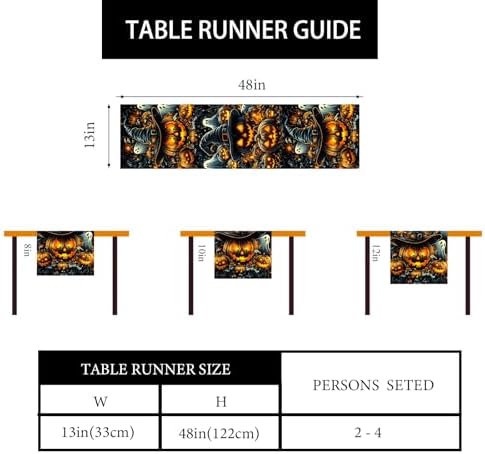 Ghost Pumpkin Table Runner Halloween Decorations for Home Decor