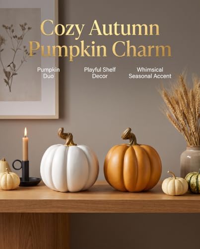 Set of 2 Fall Decorations for Home Resin Decorative Pumpkin Decor 4''