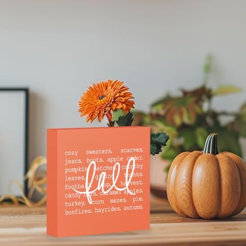 Fall Decor, Fall Decorations for Home Office, Fall Sign, Autumn Pumpkin Sweaters Decorations, Fall Themed Sign, Autumn Desk Shelf Decor 5 X 5 Inch