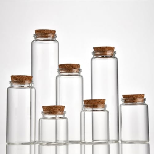 4 pcs 105ml Small Glass Bottles with Cork Stopper,Decorative Bottle,Vials Jars,Cute Storage Jar,Wishing Bottle 47x80mm(1.85x3.15nch)