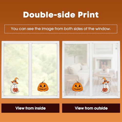 Horaldaily 28Pcs Fall Thanksgiving Window Clings, Ghost Pumpkin Cat Bat