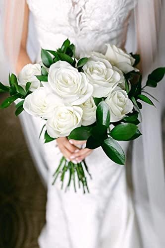 Laelfe 12 PCS Artificial Flowers Roses Silk Flowers Fake Long Stem Artificial Roses for Home Wedding Bathroom Kitchen Decorations
