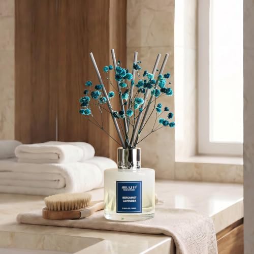Airkeep Reed Diffuser Set,3.38 fl oz (100 ml) - Bergamot Lavender Oil Diffusers with 8 Reed Sticks, Home Fragrance Reed