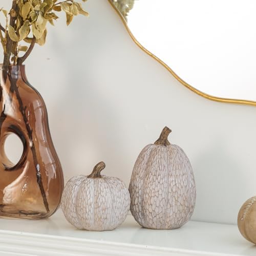 DN DECONATION Thanksgiving Pumpkins Fall Decor, Carved Pumpkin Table Decor