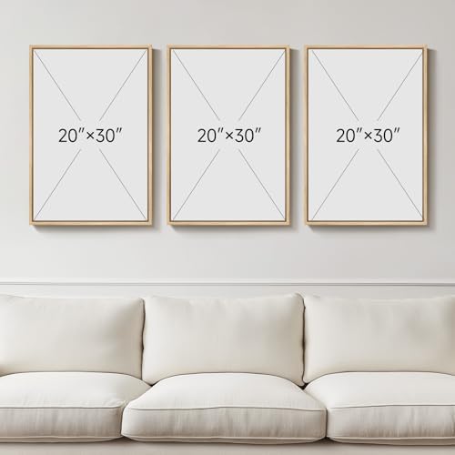 Large 3D Framed Neutral Abstract Wall Art Set of 3, Modern Artwork 20x30 In