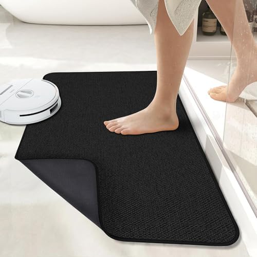 Bath Mat,Ultra Thin Bathroom Rugs,Rubber Bath Mats for Bathroom,No Slip Bath Rugs,Quick Dry,Machine Washable,Low