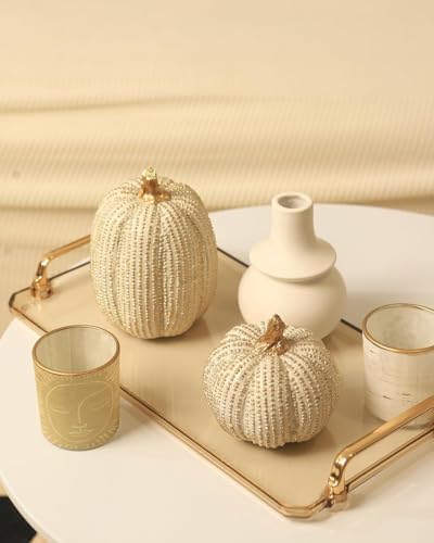 DN DECONATION Fall Thanksgiving Pumpkin Decor for Home Table Decor, 2 PCS