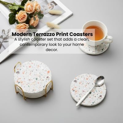 Mid Century Boho Coaster / Marble / Set of 6
