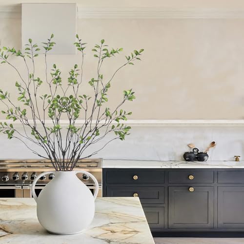 Artificial Greenery Stems Plants 35.4" Faux Branches for Vase Filler Fake Ficus / Green / Set of 4