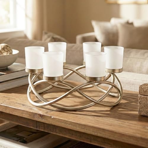 Seraphic Centerpieces for Table Decor, Tealight Candle Holder, Gold/Frosted