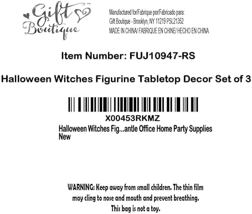 Halloween Witches Figurine Tabletop Decor Set of 3 Resin Shelf Sitter