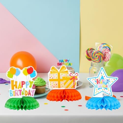 9 Pcs Happy Birthday Decorations Honeycomb Table Decoration Centerpieces