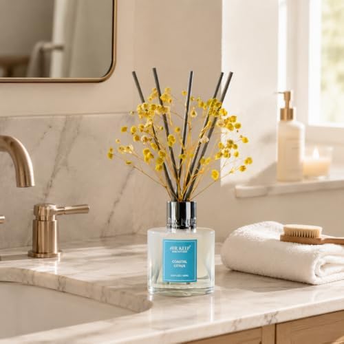 Airkeep Reed Diffuser Set,3.38 fl oz (100 ml) - Coastal Citrus Oil Diffusers with 8 Reed Sticks, Home Fragrance Reed