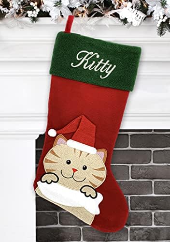 Personalized Christmas Stocking - Snowman Design - Embroidered Name - Large 18.5inch, Traditional Red and Green, Family Holiday Season Decor