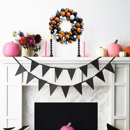 Happy Halloween Wreath for Front Door, 18” Artificial Ball Wreaths Door Decor for Home Halloween Party Decorations (18in)