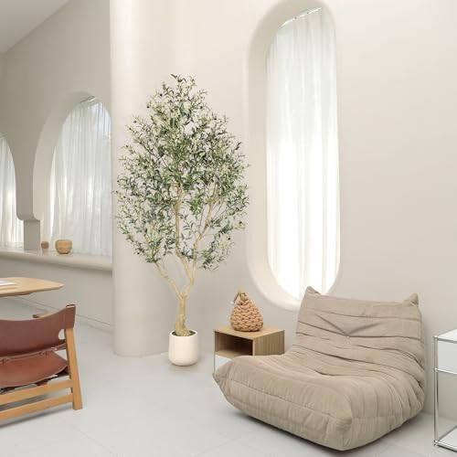 Realead 8ft Faux Olive Tree with Tall Exquisite Planter