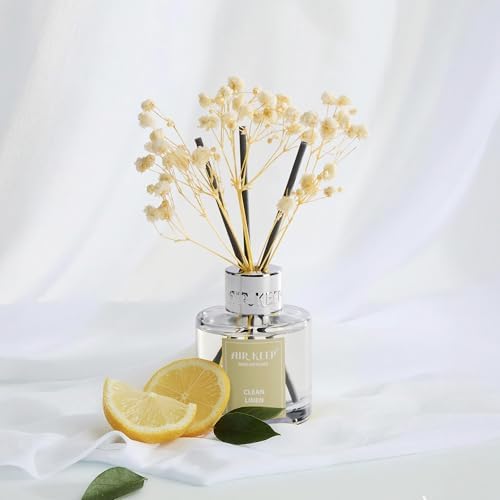 Airkeep Reed Diffuser Set,1.69 fl oz (50 ml) - Clean Linen Oil Diffusers with 8 Reed Sticks,Home Fragrance Reed