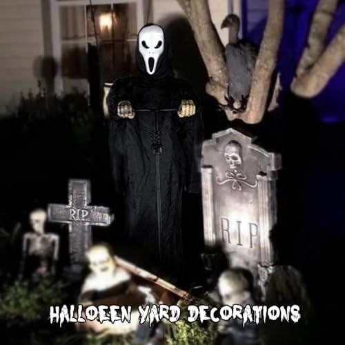 LarpGears Halloween Scarecrow Ghost Outdoor Decorations, 7.5Ft Halloween Rotatable Flying Ghost Home Decoration for Outdoor Garden, Porch, Yard