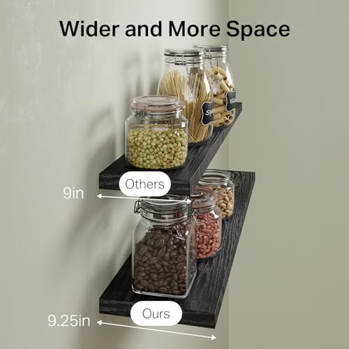 BAYKA Black Floating Shelves 47.2in, Set of 2, Wall Mounted for Wall Decor