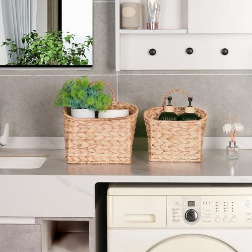 Wicker Wall Basket Water Hyacinth / Natural / Square / Set of 2