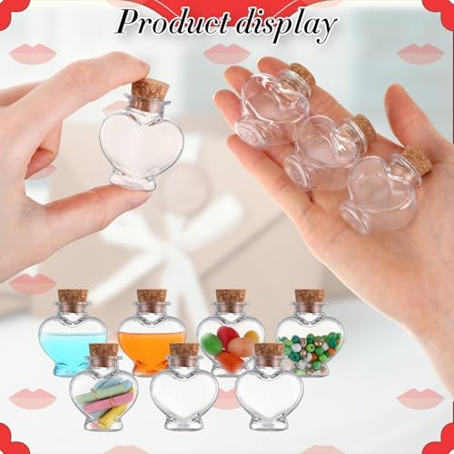 Bokon 25 Packs 1 oz Mini Plastic Bottles with Cork, Heart