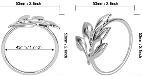 KPOSIYA Silver Napkin Rings Set of 20, Leaf Napkin Holder for Thanksgiving