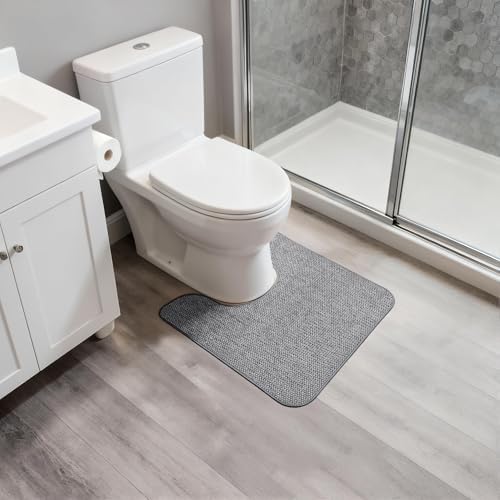 Bosap Toilet Rugs U Shaped Bathroom Rug,Machine Washable Non Slip Quick Dry Super Absorbent Ultra Thin Toilet Mats for