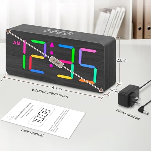 DreamSky Wooden Digital Alarm Clock for Bedroom, Living Room Desk