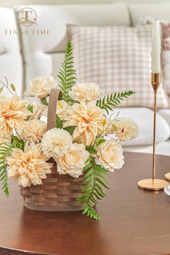 TINGE TIME 23pcs Artificial Wedding Flower Combo, Rose Dahlia Champagne