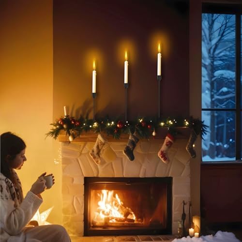 ChefBee 3PCS Black Tall Taper & Pillar Candle Candlestick Holder