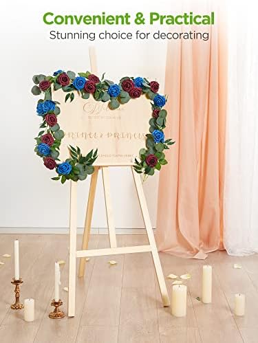 InnoGear Artificial Flowers, 50 Pcs Burgundy Foam Fake Roses Bulk with Stems for Decoration DIY Wedding Bouquets Centerpieces Bridal Shower Party Christmas Tree