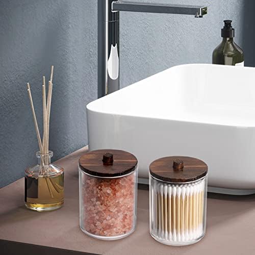 Tbestmax 3 Pack Qtips Holder Bathroom Container, 10 oz Cotton Ball/Swabs Dispenser, Apothecary Jar Organizer for