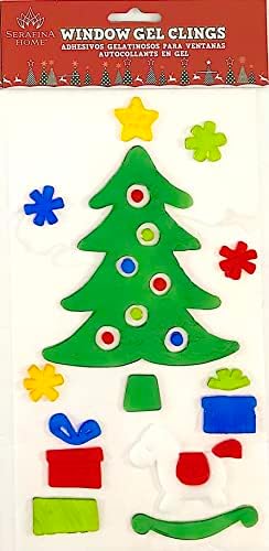 Christmas Window Gel Clings Stickers for Glass & Mirrors, 6 Reusable Sheets