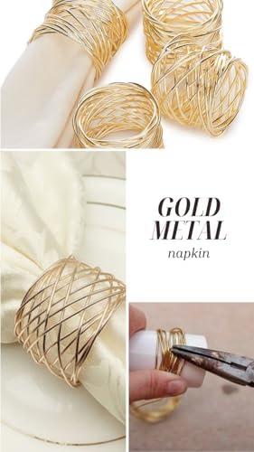 Napkin Rings Set of 12 Metal Gold Round Napkin Rings Buckles for Dining Table Decor Napkin Holders for Wedding Party