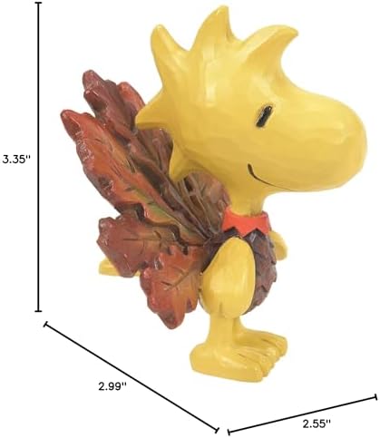 Enesco Peanuts by Jim Shore Harvest Woodstock in Turkey Costume Miniature Figurine- Stone Resin Hand Crafted Painted Collectible Thanksgiving Peanuts Snoopy Mini Figurines Home Decor Statue, 3.35 Inch