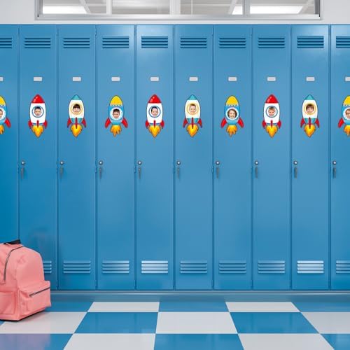 36 Pcs Rocket Cutouts for Bulletin Board Decoration Outer Space Theme Cutouts with Photo Space for Teacher DIY Craft for Galaxy Classroom Wall Décor