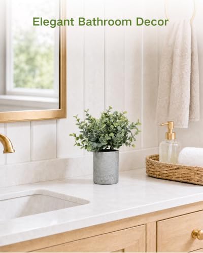 Velener Set of 3 Small Fake Plants Eucalyptus, Artificial Plants Indoor for Shelf, Potted Eucalyptus Plants for