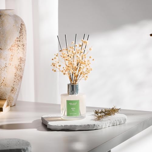 Airkeep Reed Diffuser Set,3.38 fl oz (100 ml) - White Tea Oil Diffusers with 8 Reed Sticks, Home Fragrance Reed