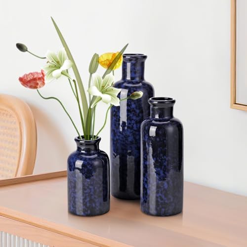 Small Ceramic Vase / Blue / Set of 3