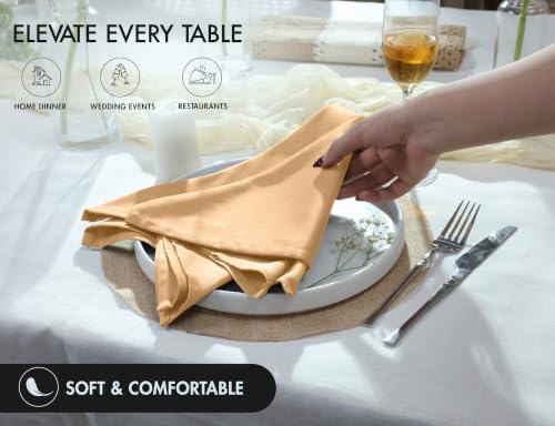 Ruvanti Cloth Napkins Set of 4, Cotton Enrich 18”x18” - Ivory Gold
