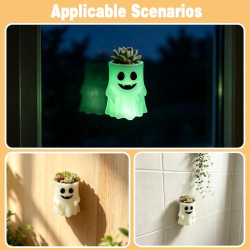 Glow in The Dark Ghost Wall Planter, 4 Inch Hanging Plant Pot
