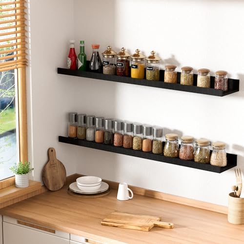 upsimples Floating Shelves for Wall Decor and Storage, Black, 6Pcs 15.7''