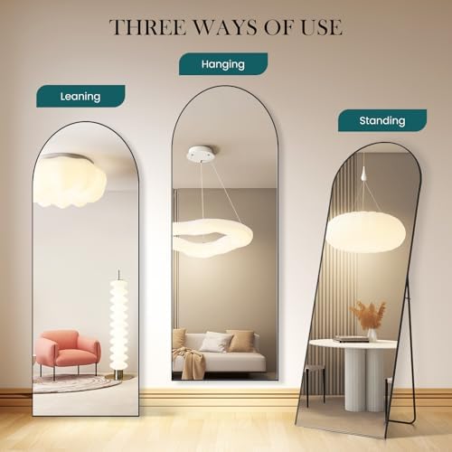 Arched Full Length Floor Mirror, 16"x59" Body Wall Mirror with Stand