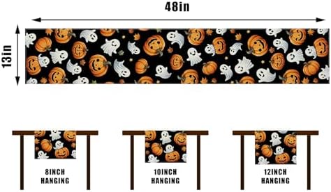 Rvsticty Halloween Table Runner,Ghost Pumpkin Decorations for Home Decor