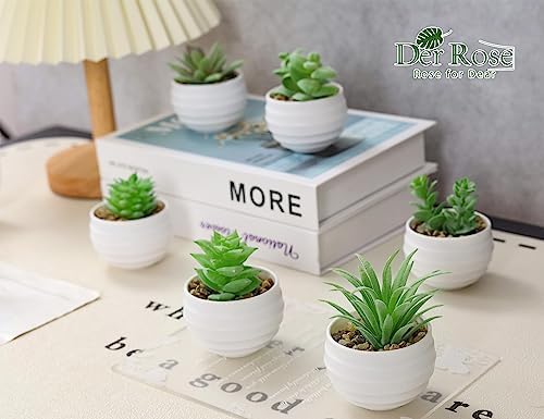 Succulents Plants Artificial in Pots Small Fake Plants / Green / Set of 6