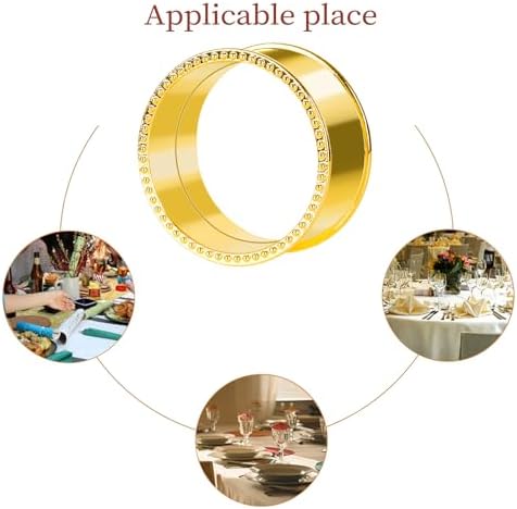 6 Pcs Stainless Steel Bead Side Napkin Rings Gold