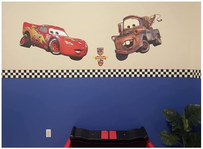 Checkered Flag Cars Wallpaper Border / Black / 4.5 Inch