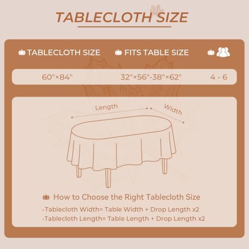 Romanstile Fall Thanksgiving Oval Tablecloth 60 x 84 Inch, Orange