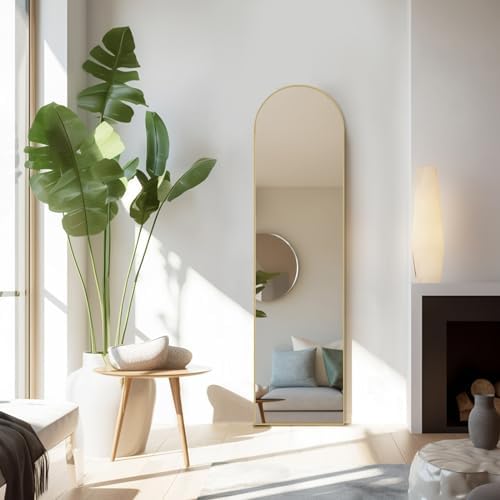 Arched Mirror Full Length, Upgraded 16"x59" Body Wall Mirrors with Shatter-Proof Glass, Floor Standing, Hanging or