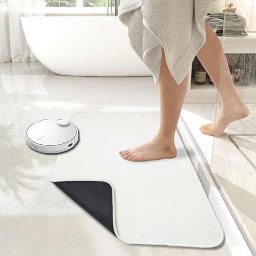 Bath Mat,Ultra Thin Bathroom Rugs,Rubber Bath Mats for Bathroom,No Slip Bath Rugs,Quick Dry,Machine Washable,Low